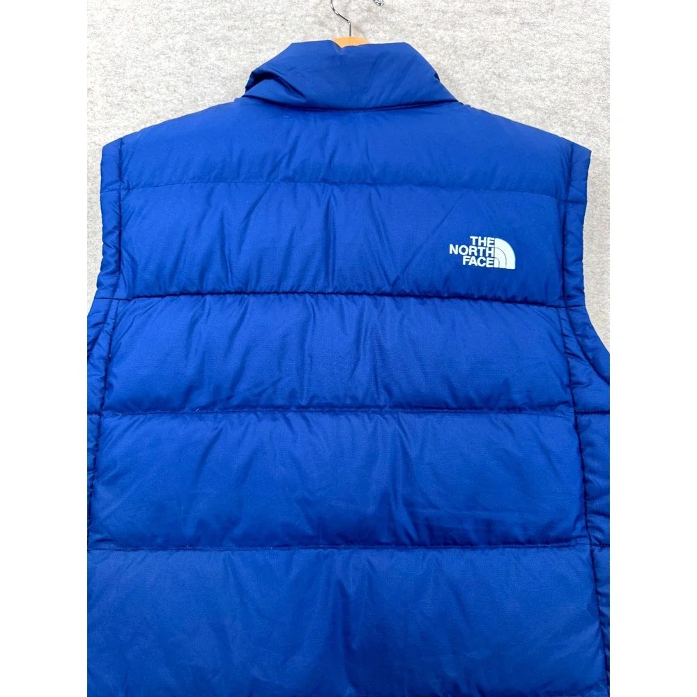 The North Face 550 Down Puffer Vest Mens Large Blue Embroidered Logo Full Zip